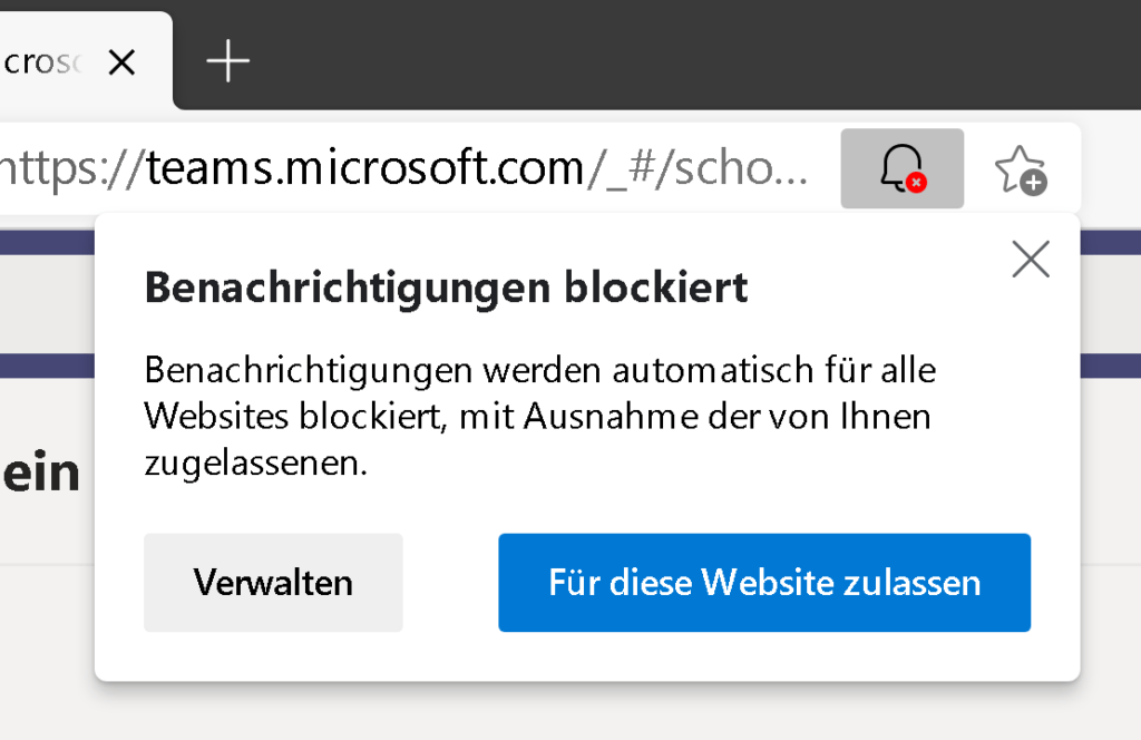 Benachrichtigungen blockiert im Browser