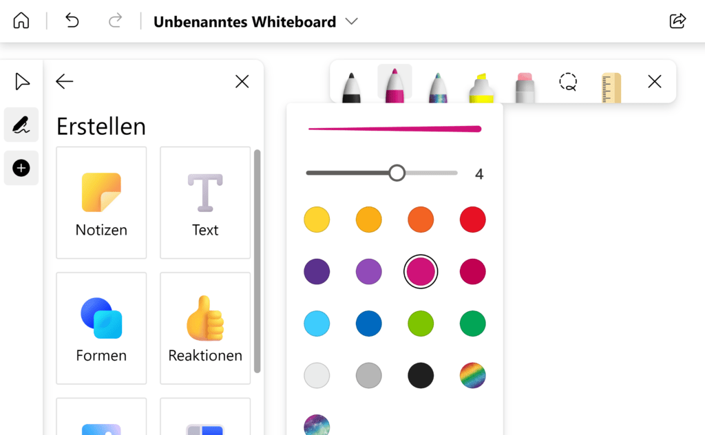Stift auswählen in Microsoft Whiteboard