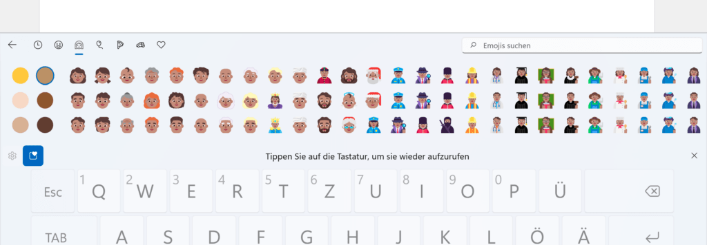 Bildschirmtastatur mit Emojis in Windows 11