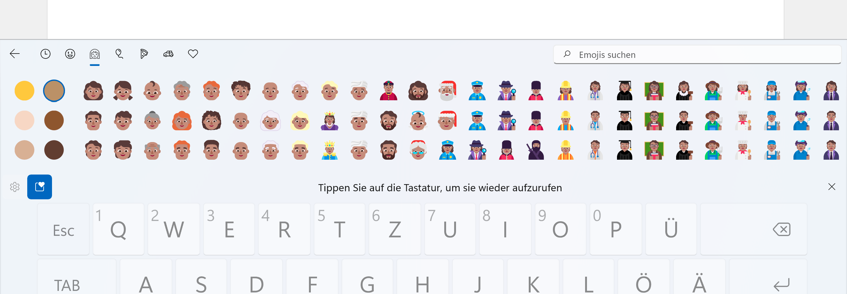 Emojis auf der Bildschirmtastatur von Windows