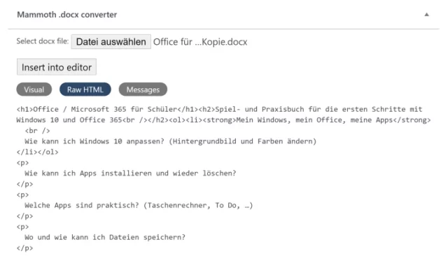 Mammoth .docx converter - Plugin in WordPress
