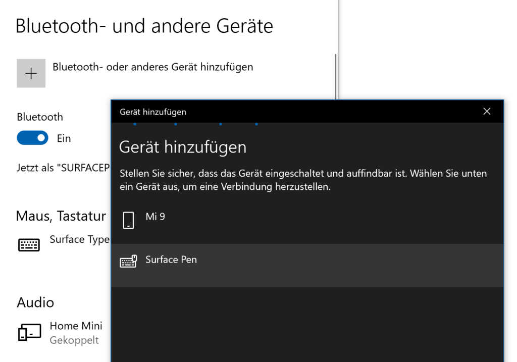 Bluetooth-Einstellungen von Windows 10